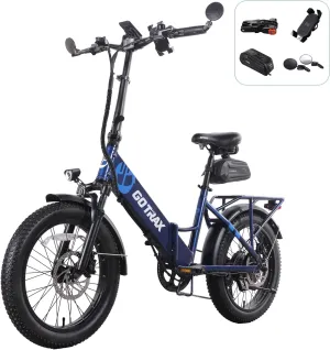 20" Electric Bike, Max Range 50 Miles & 20Mph Power by 350W, LCD Display & 5 Pedal-Assist Levels, with Lock, Rearview Mirror, Phone Holder & Seat Bag