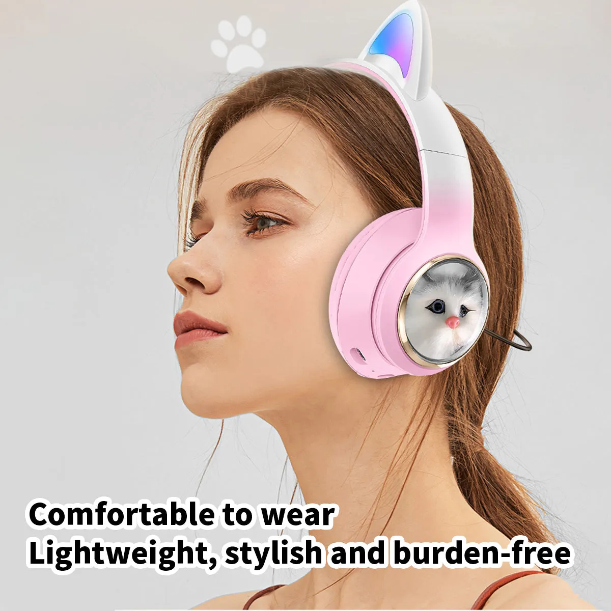 AKZ-09 Cat Ear Wireless Headphones for Kids Adults