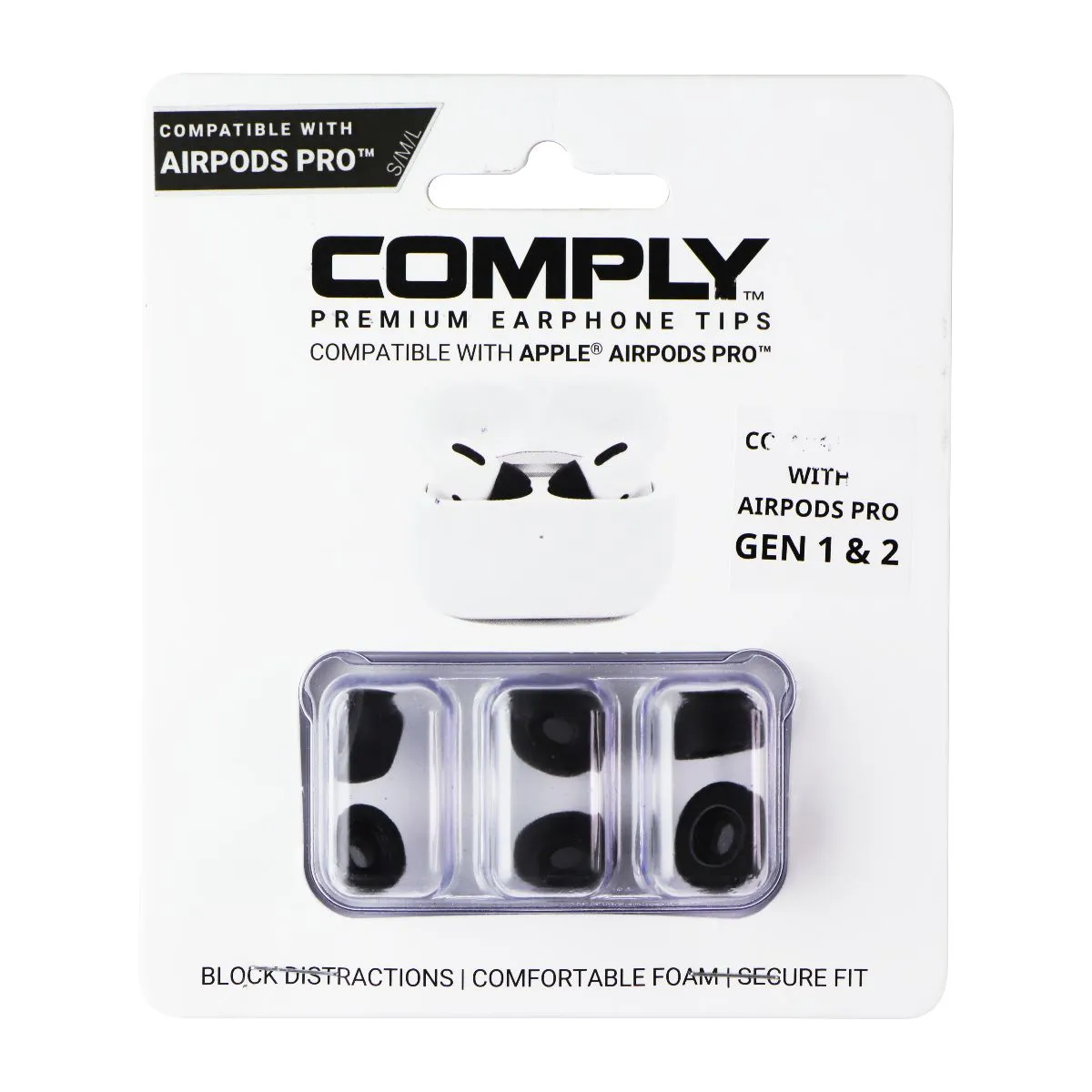 Comply Foam Ear Tips for Apple AirPods Pro Generation 1 & 2 - Black