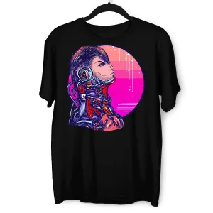 Cyberpunk Art Robot With headphones Biomechanical soldier Unisex t-shirt