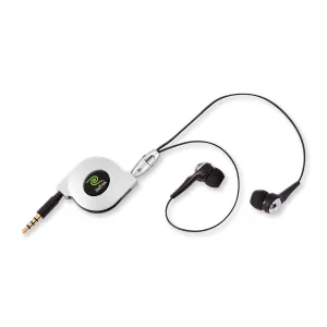 Earbuds with Mic | Retractable Cable | In-Line Microphone & iPhone Controls