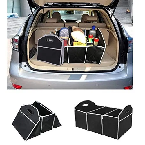 Electomania Car Boot Storage Organizer Heavy Duty Collapsible Boot Organiser Multipurpose SUV Trunk Car Storage Box (Black)