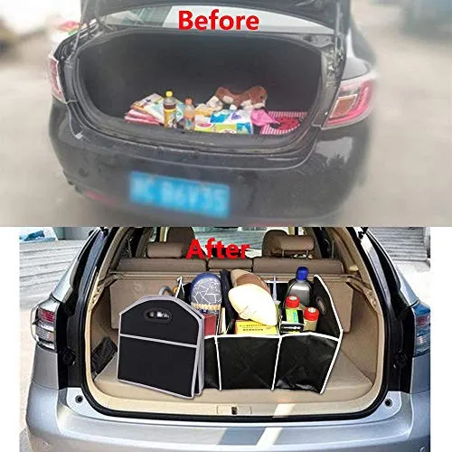 Electomania Car Boot Storage Organizer Heavy Duty Collapsible Boot Organiser Multipurpose SUV Trunk Car Storage Box (Black)