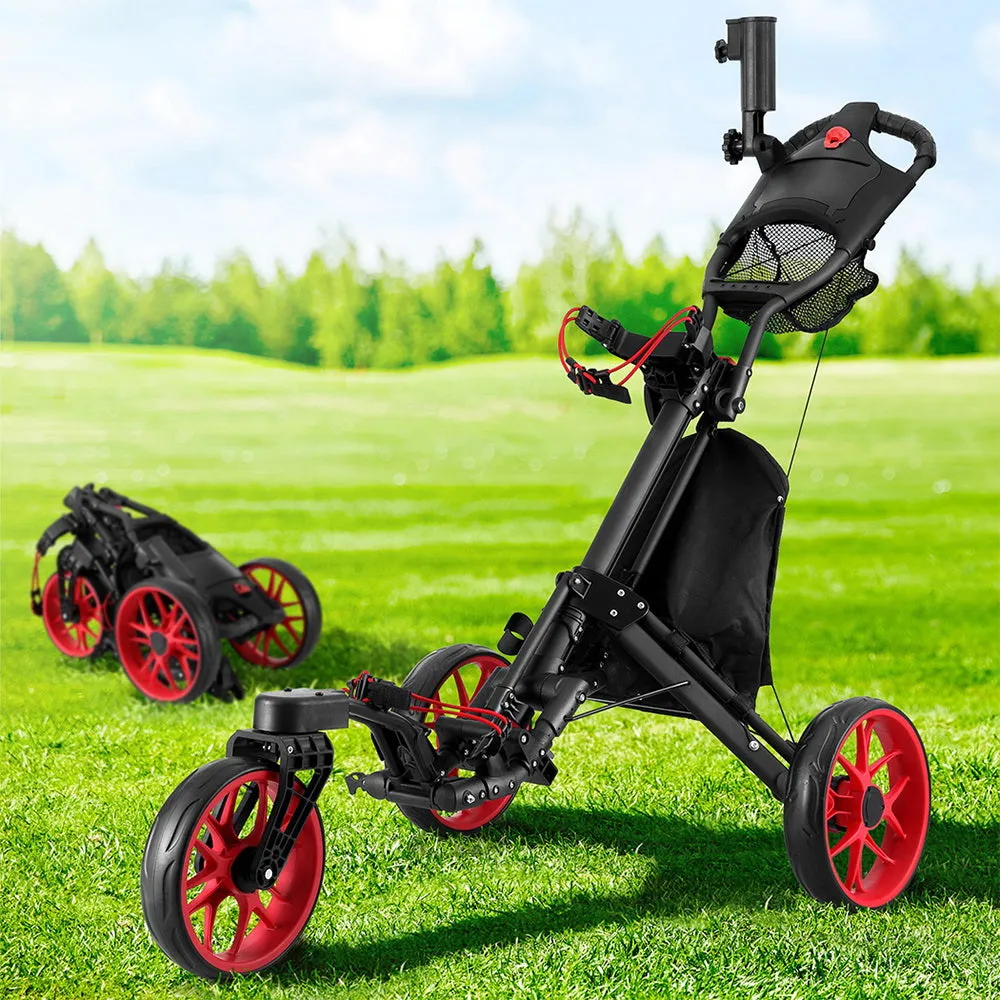 Foldable 3-Wheel Golf Trolley with Swivel Wheel Everfit