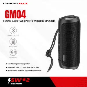 GADGET MAX GM04 TWS SPORTS WIRELESS SPEAKER SOUND BASS (V5.1) - BLACK