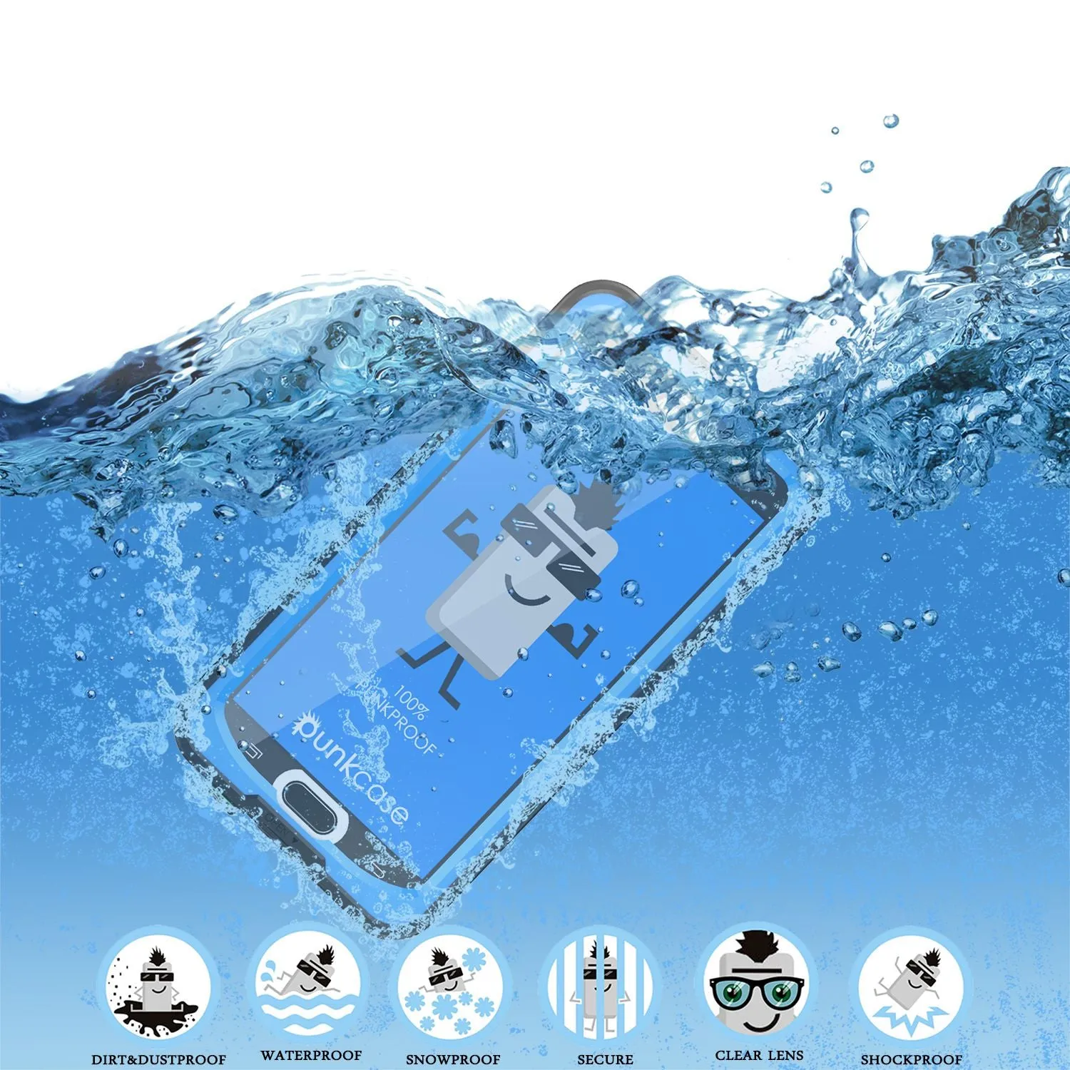 Galaxy Note 5 Waterproof Case, Punkcase StudStar Light Blue Shock/Dirt Proof | Lifetime Warranty