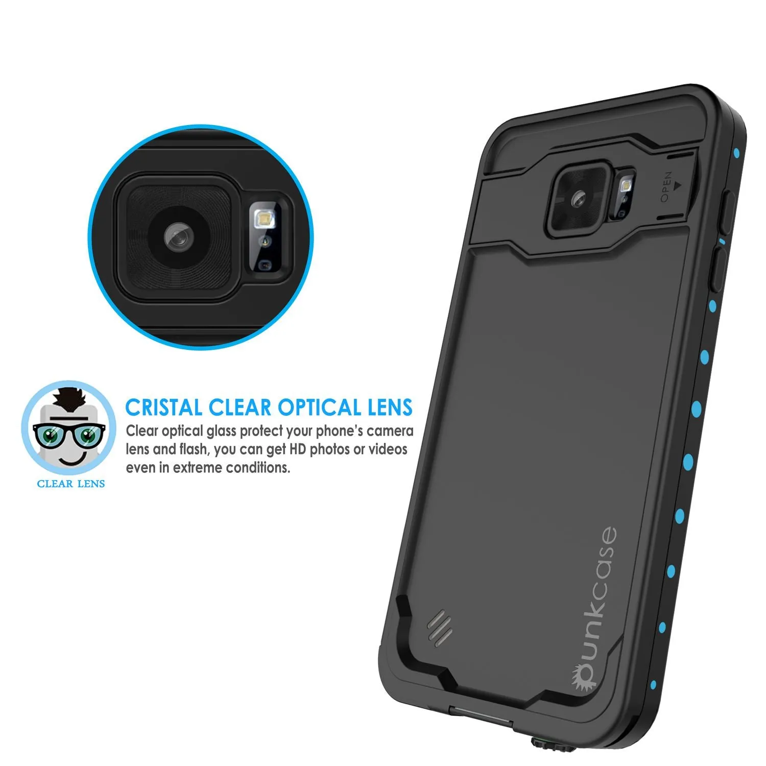 Galaxy Note 5 Waterproof Case, Punkcase StudStar Light Blue Shock/Dirt Proof | Lifetime Warranty