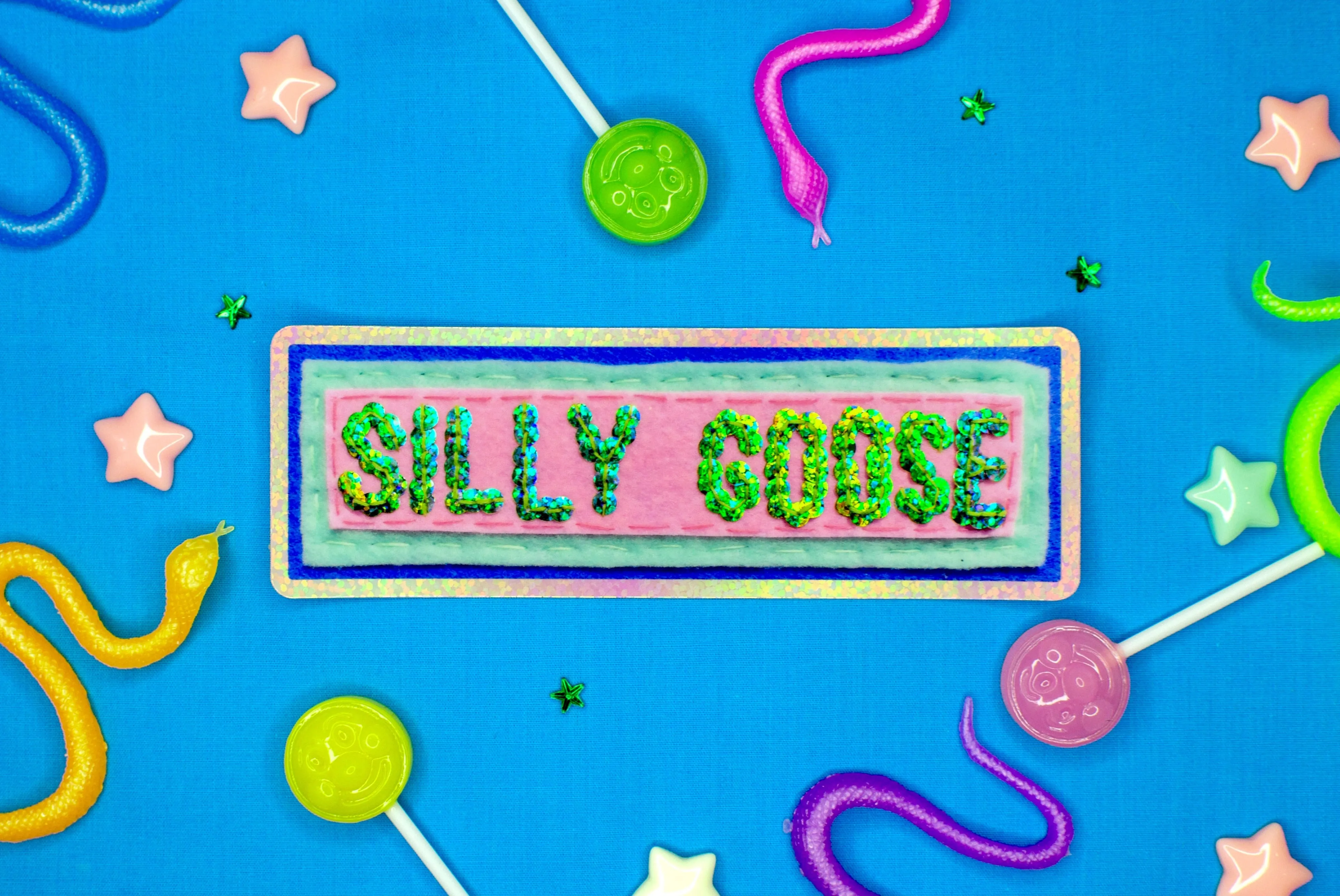 Silly Goose Sticker ~ Sequin Patch Inspired Waterproof Holographic Sticker