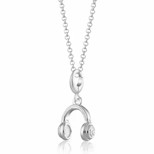 Silver Headphones Necklace